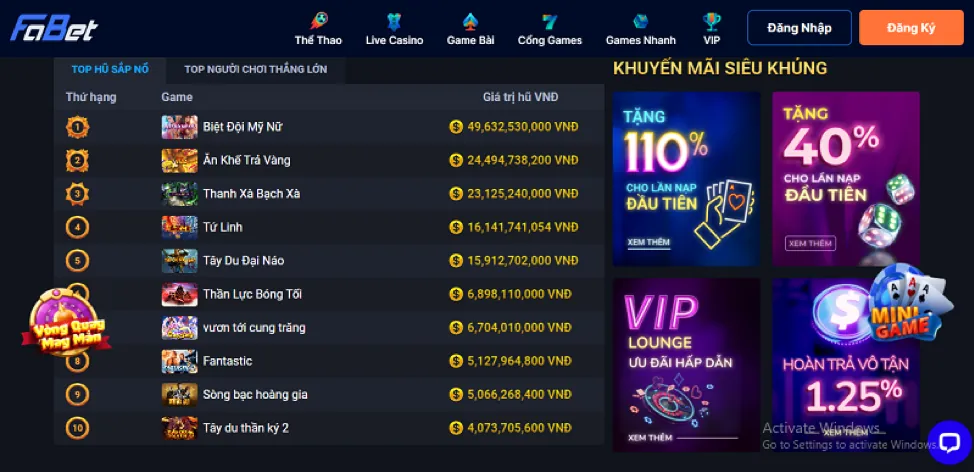 Các trò chơi Nổ Hũ (Slot game) đa dạng